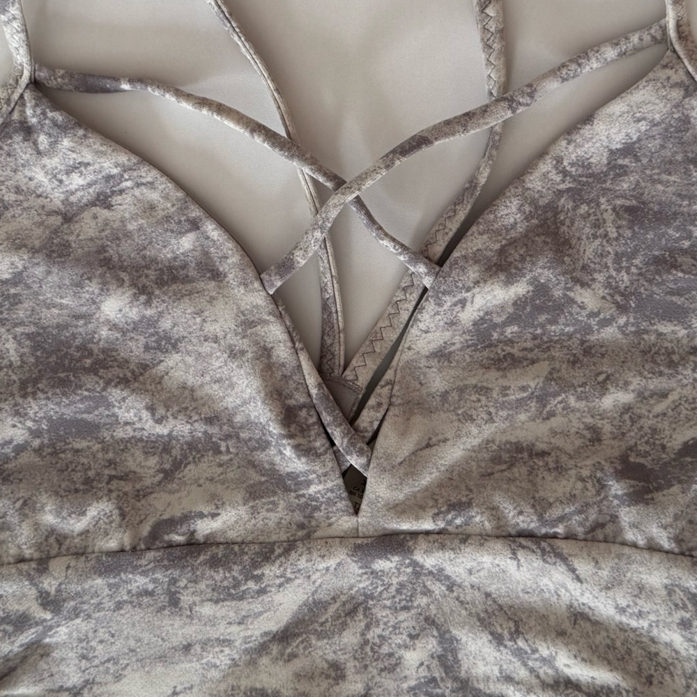 Gray Marble Women's Sports Bra - Picture 4 of 7